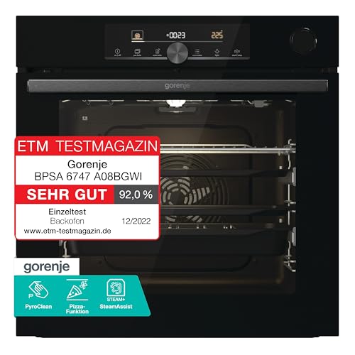 Detalle de Gorenje OptiBake Advanced BPSA 6747 A08BG Einbau-Backofen – 77 l, Heißluft, Pyrolyse, SteamAssist
