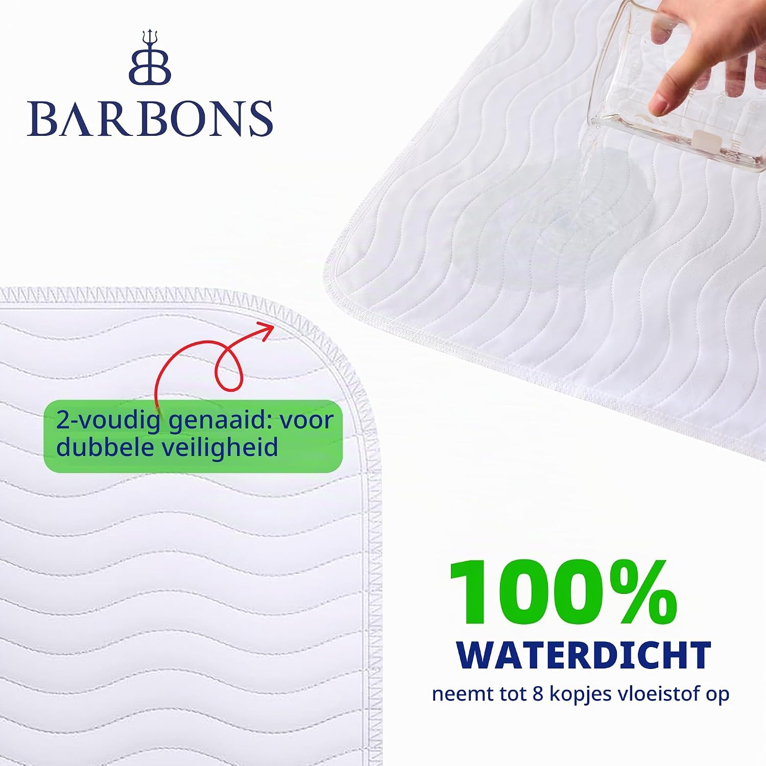 Detalle 2 de BARBONS IK2024 incontinentie-onderlegger 50x90 cm, waterdicht en ademend