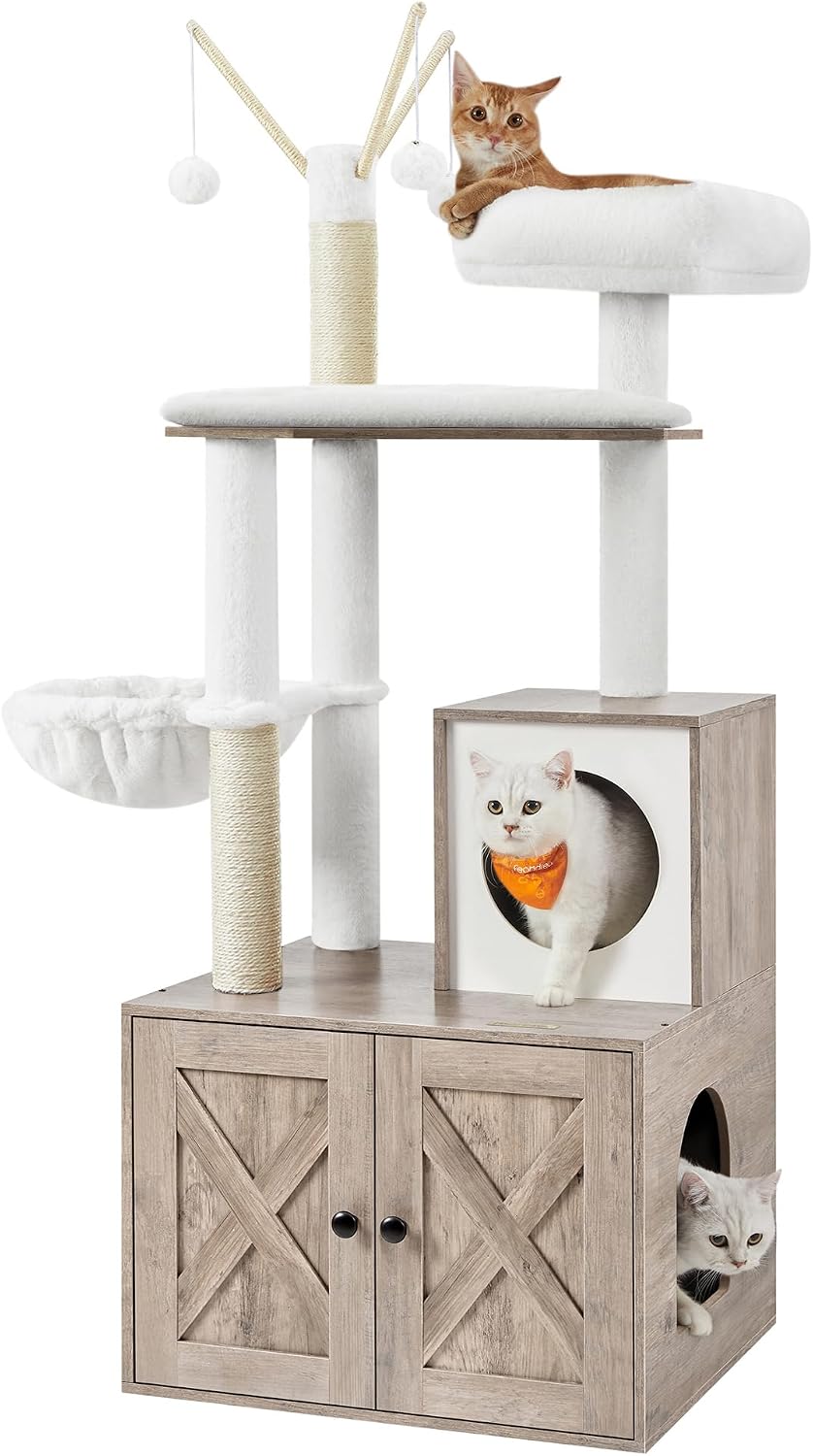 Detalle de Feandrea HAINS PCT113G01 2-in-1 Cat Tree with Litter Box Enclosure