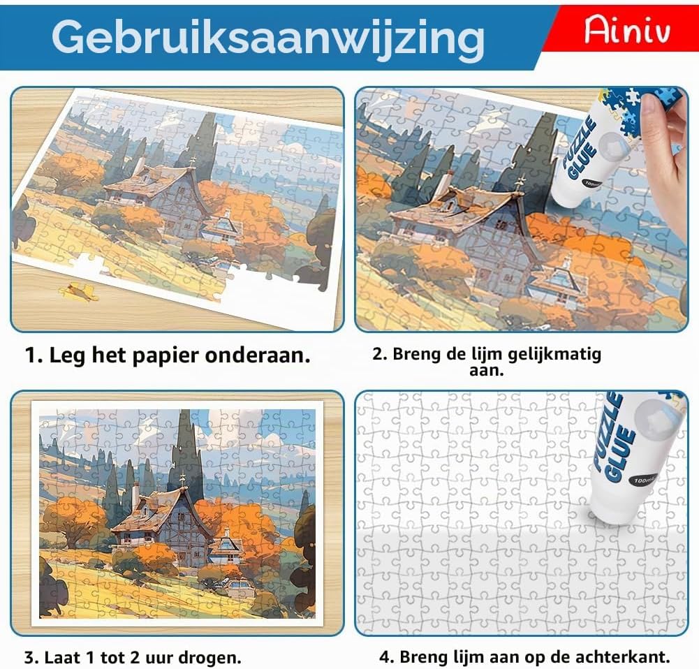Detalle 1 de Ainiv 4731314 puzzellijm 300 ml, transparante PVA-lijm voor grote puzzels