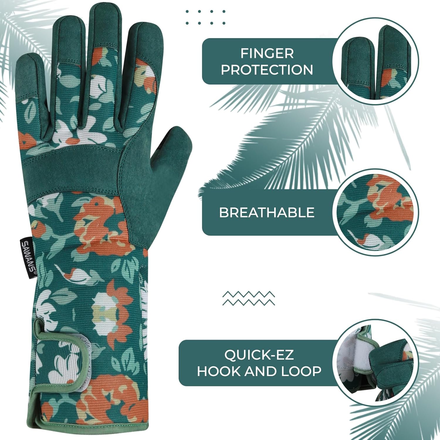 Thumbnail 2 de SAWANS Long Gardening Gloves (Green, M) – extra-long thorn-proof gloves with breathable comfort