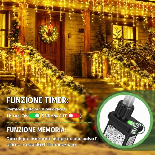Detalle 2 de Hoteril 10M Tenda Luminosa Natale LED Cascata – Luci Esterno/Interno