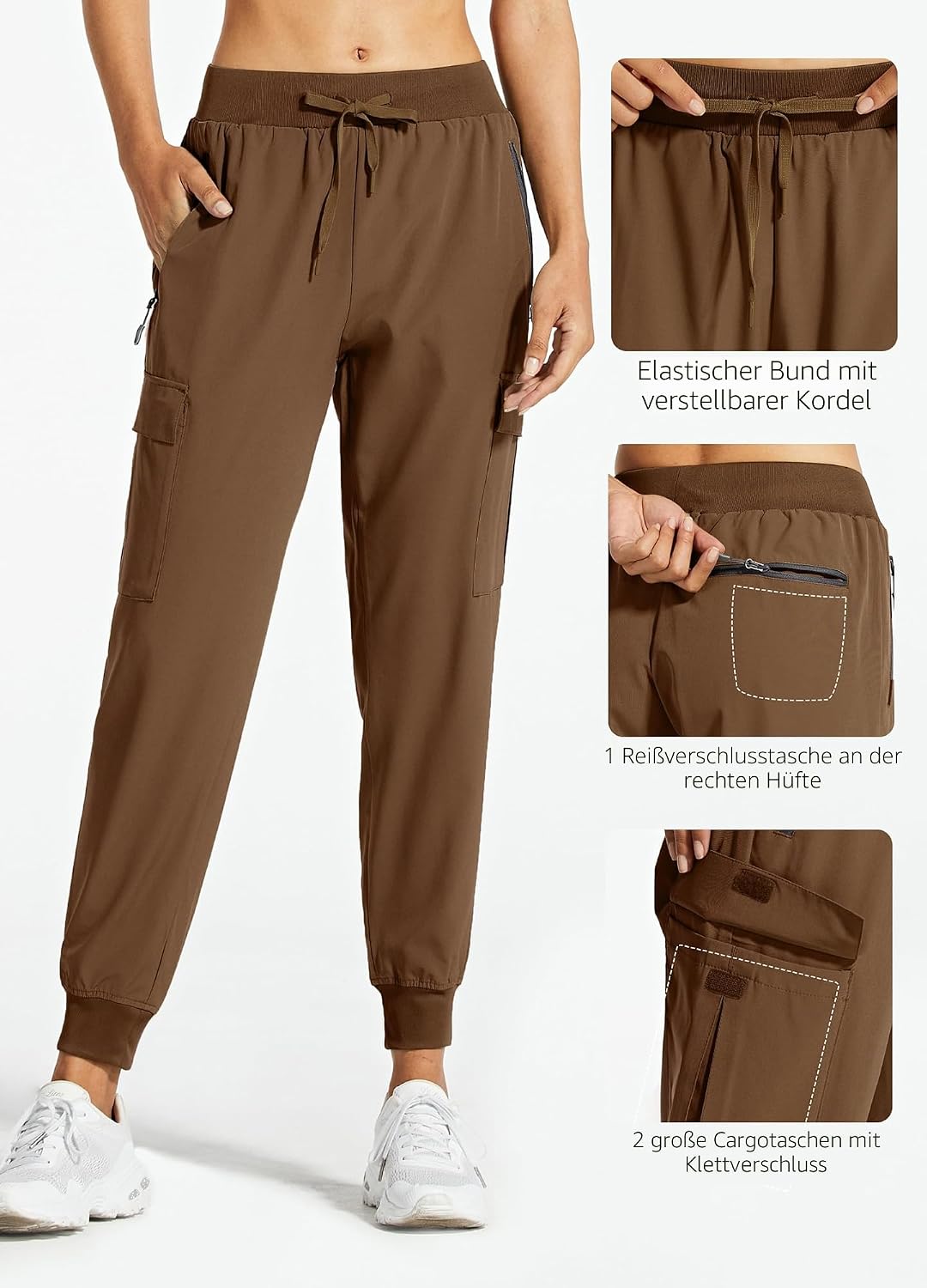 Detalle de Libin Damen Cargohose Jogginghose – Leichte, wasserdichte Outdoor-Hose für Trekking und Freizeit