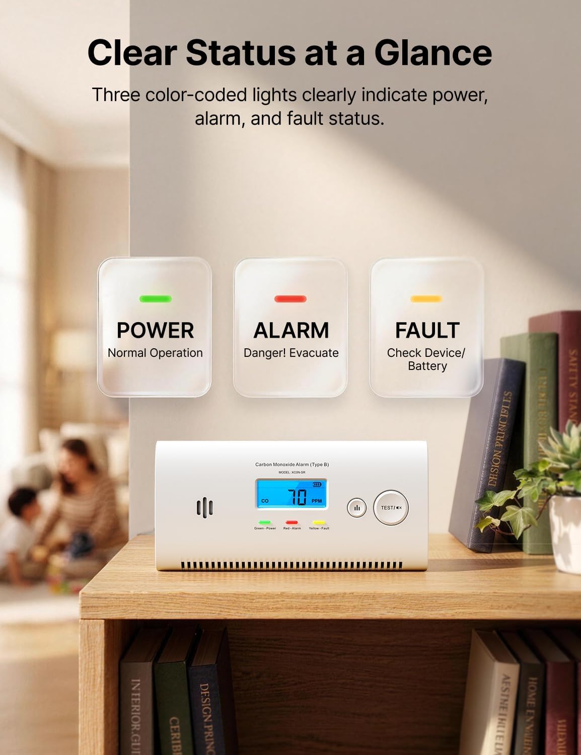 Detalle de X-Sense Portable Carbon Monoxide Detector XC0N-SR: A practical CO alarm for home, caravans, and boats