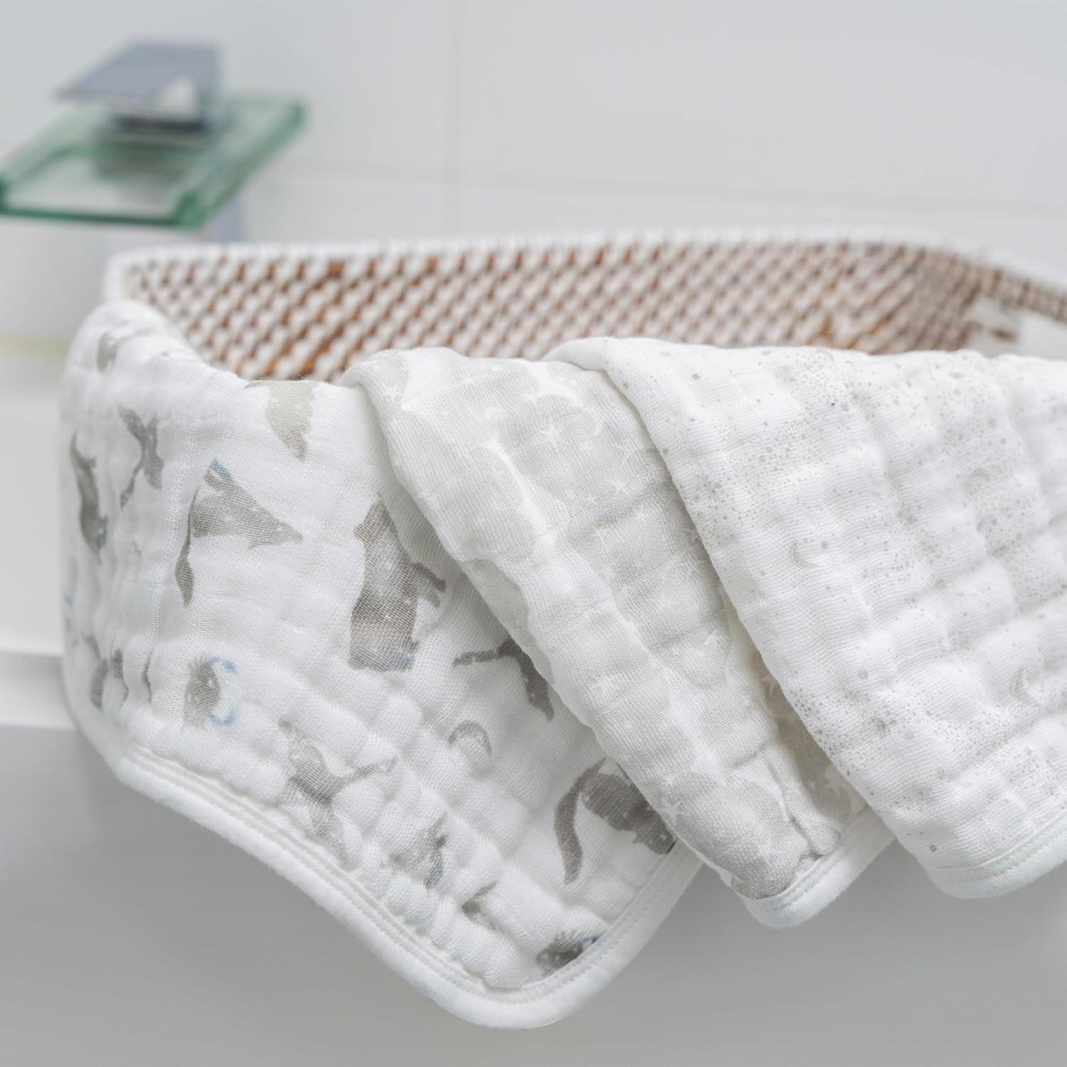 Detalle de aden + anais WCADABAWCO30003 ウォッシュクロス 3枚セット、3層ガーゼ・ループ付き