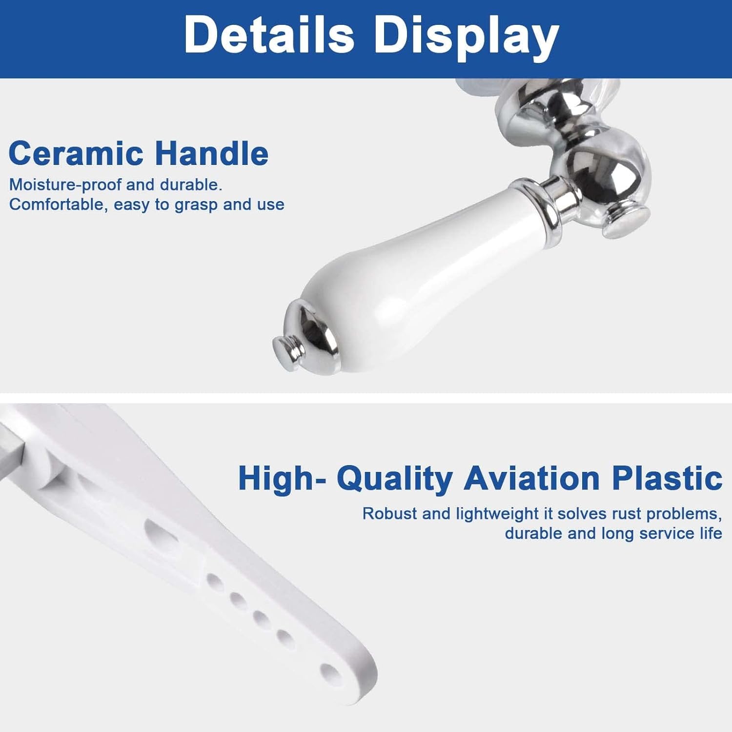 Detalle de ProChosen Ceramic Toilet Flush Handle – Universal Chrome-Plated Cistern Lever
