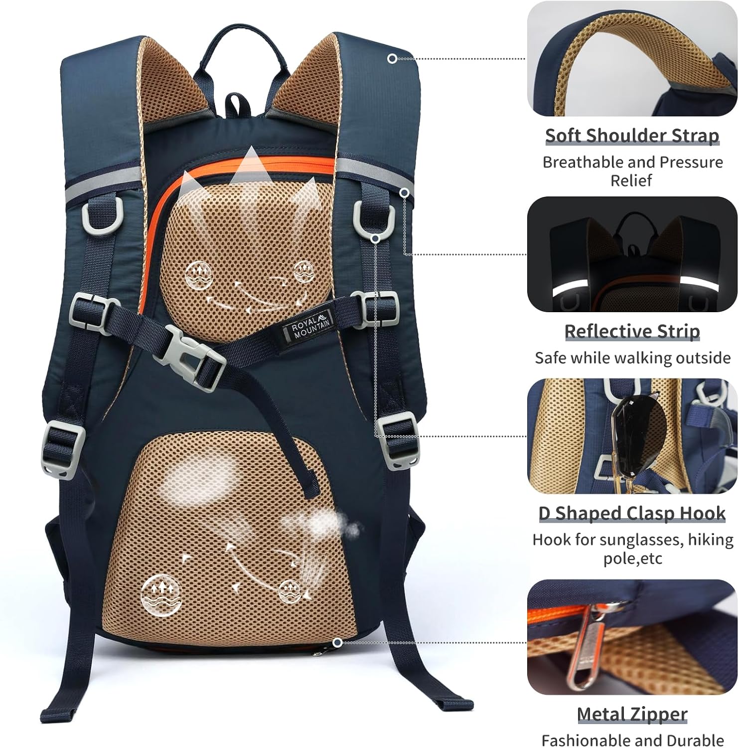 Thumbnail 3 de Lightweight 20L Hiking Backpack Navy Blue
