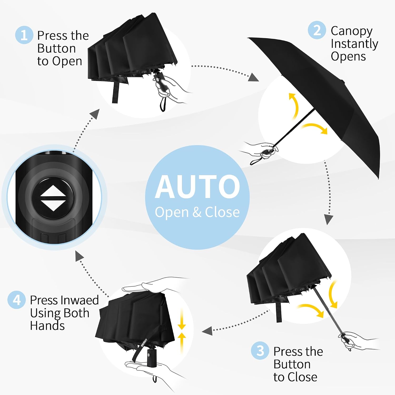 Thumbnail 6 de Seniny Windproof Travel Umbrella: Auto Open/Close, UV Protection, Compact for On-the-Go
