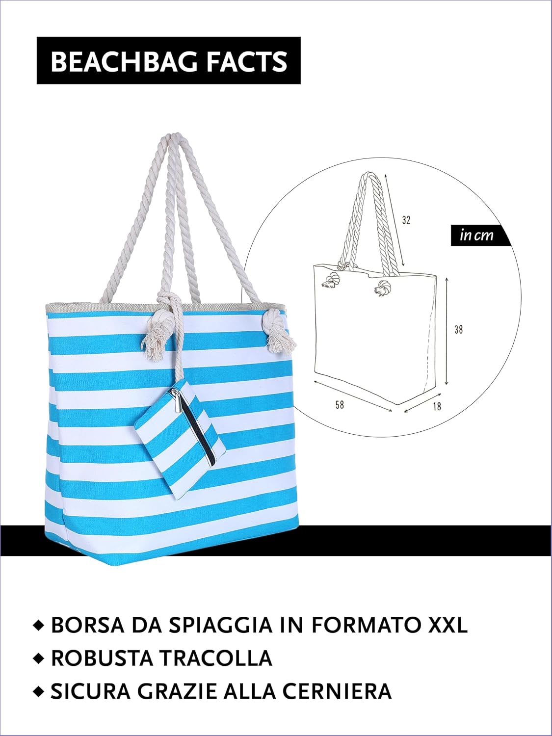 Thumbnail 1 de DonDon Borsa da spiaggia XXL 58x38x18 cm