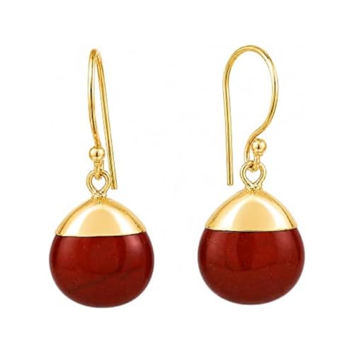 Detalle de GEMPIRES Natural Gemstone Teardrop Dangle Earrings — Red Jasper