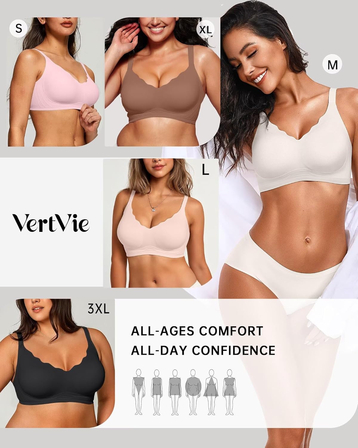 Thumbnail 5 de Vertvie Women Seamless Jelly Bras: Wireless Push-Up Bralette with Full Coverage