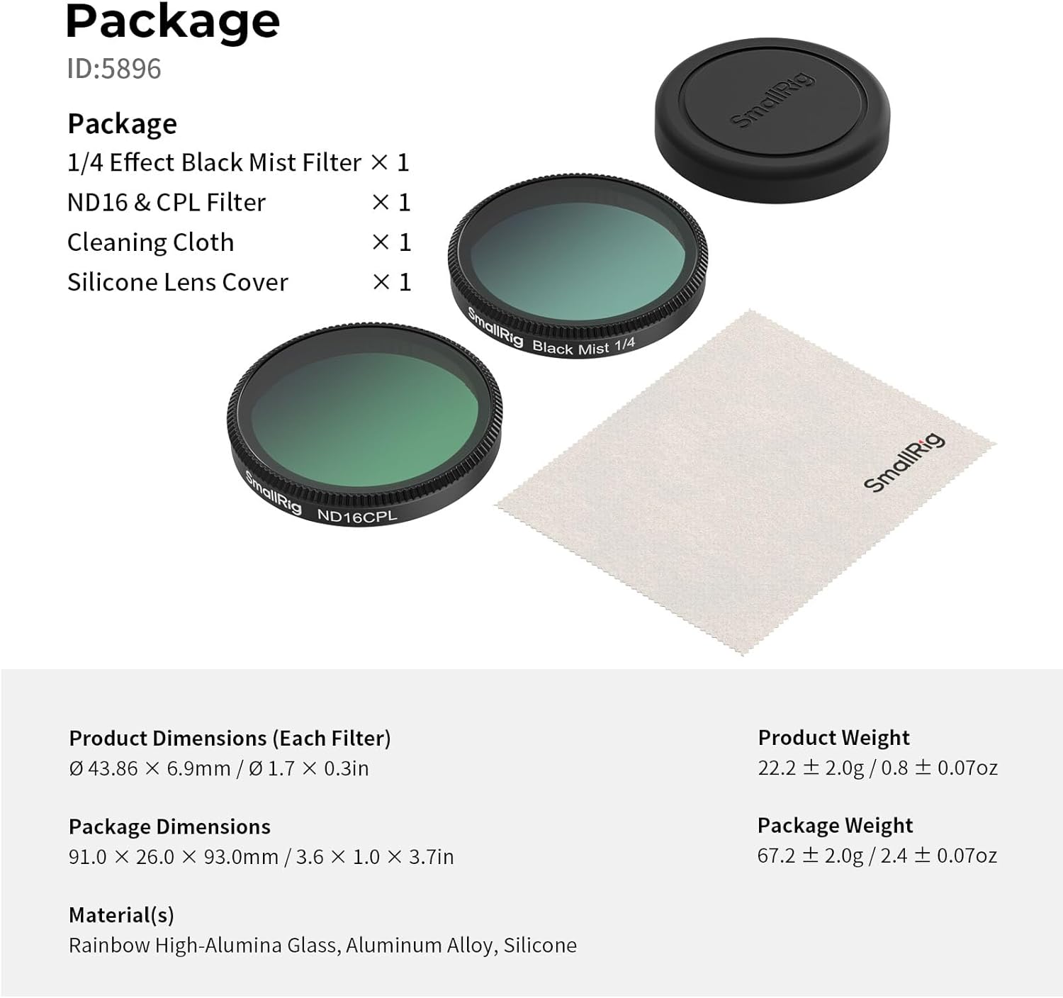 Thumbnail 6 de SMALLRIG Kit Filtri per DJI Osmo Action 6 (5896) – Set creativo per Osmo Action 6