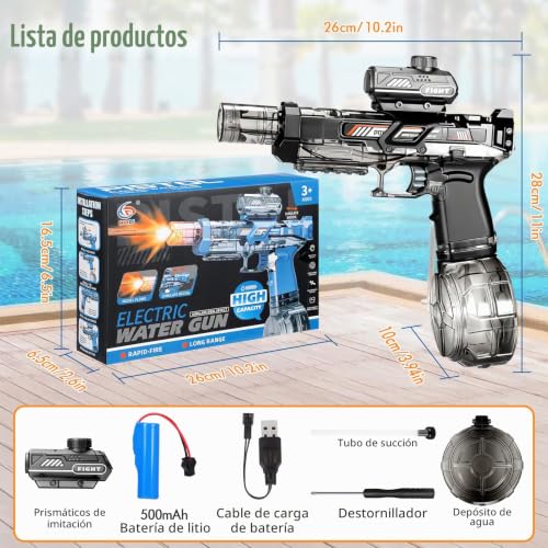 Thumbnail 6 de Lomffy Pistola de Agua Eléctrica con Luz de Llama para Niños y Adultos