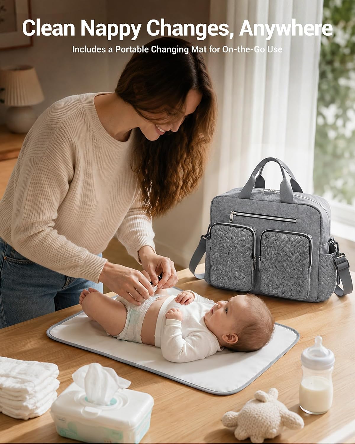 Thumbnail 1 de Kono Baby Changing Bag with Portable Changing Mat – Large Nappy Tote