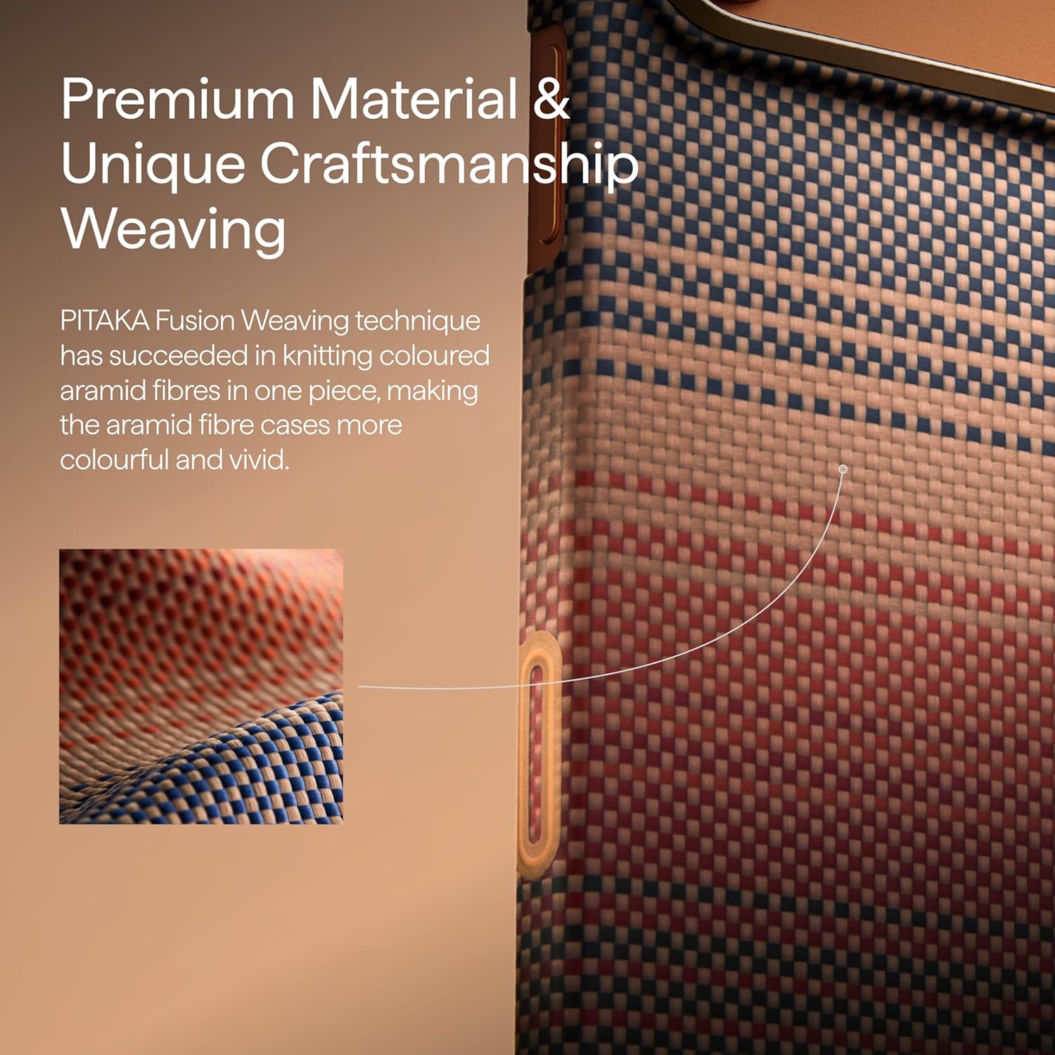Thumbnail 2 de PITAKA Magnetic Aramid Fibre Case for iPhone 17 Pro Max (PitaTap camera control) – Sunset