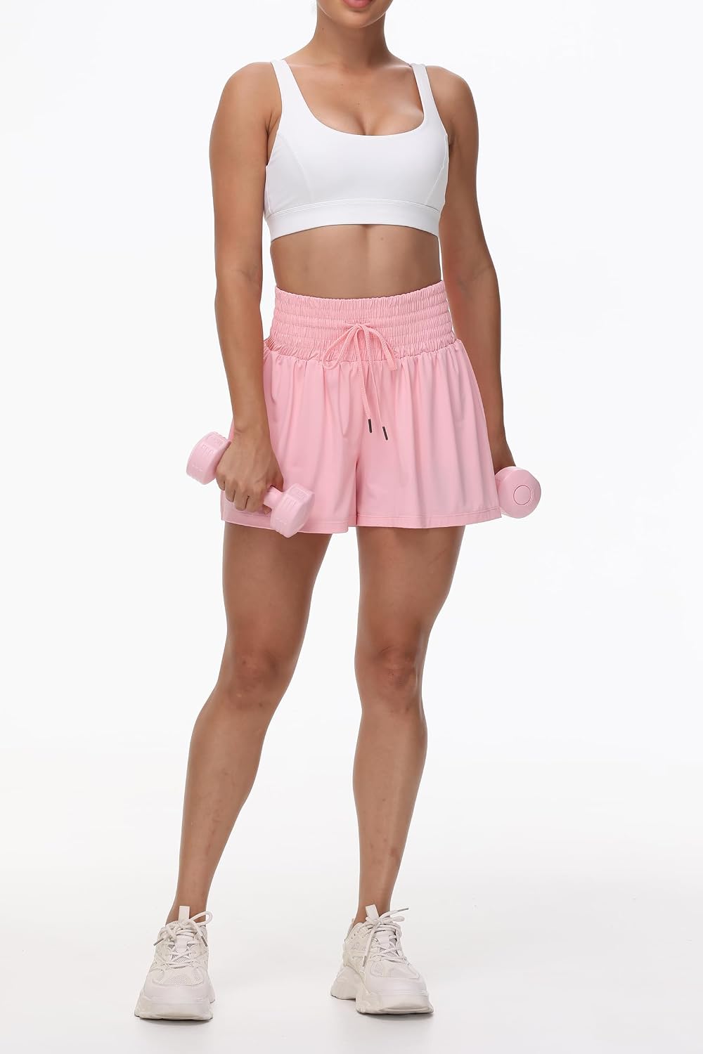 Detalle de Blaosn Flowy Athletic Shorts for Women – High-Waisted With Pocket, 2-in-1 Flowing Hem, Ideal for Workouts and Casual Summer Wear