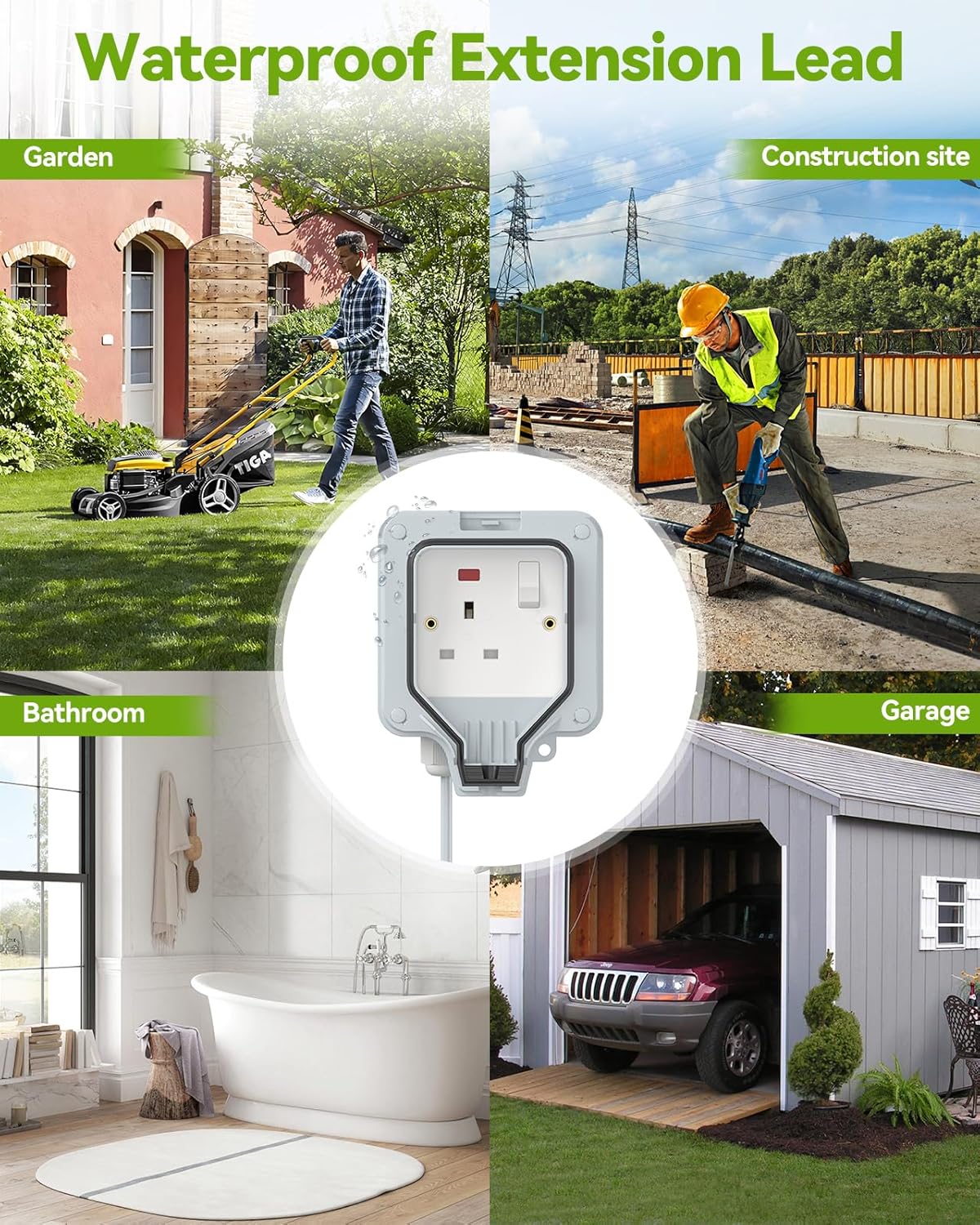 Thumbnail 1 de Outdoor Extension Lead Waterproof 5m (16ft) with IP66 Weatherproof Switched Socket, 13A/3250W