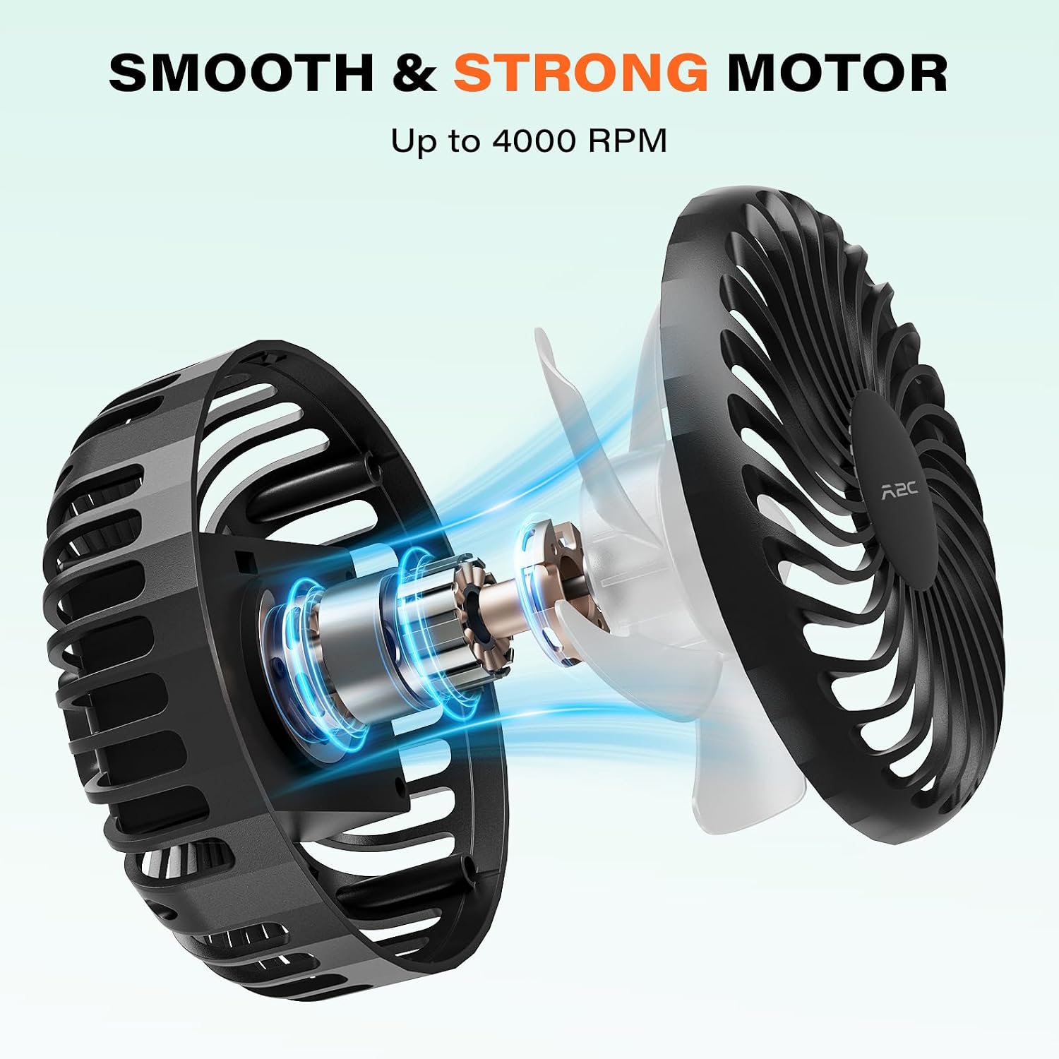 Detalle de A2C Golf Cart Fan with Rechargeable Magnetic Base — 2 Pack, 3 Speeds, 360° Rotatable
