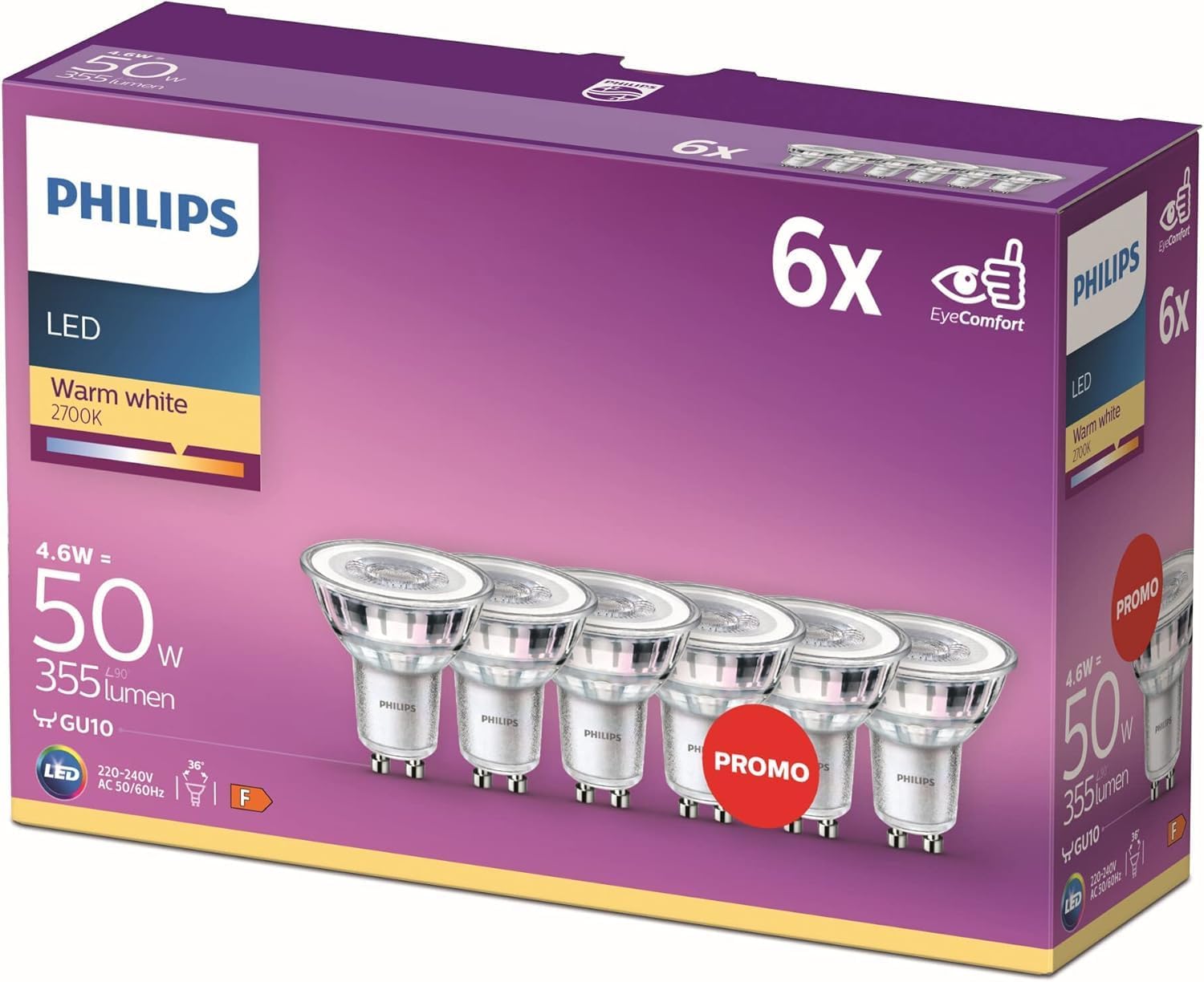 Detalle de Philips LED Classic Lampe 929001218296 – 4000-K-Licht für flächiges, energiesparendes Beleuchten