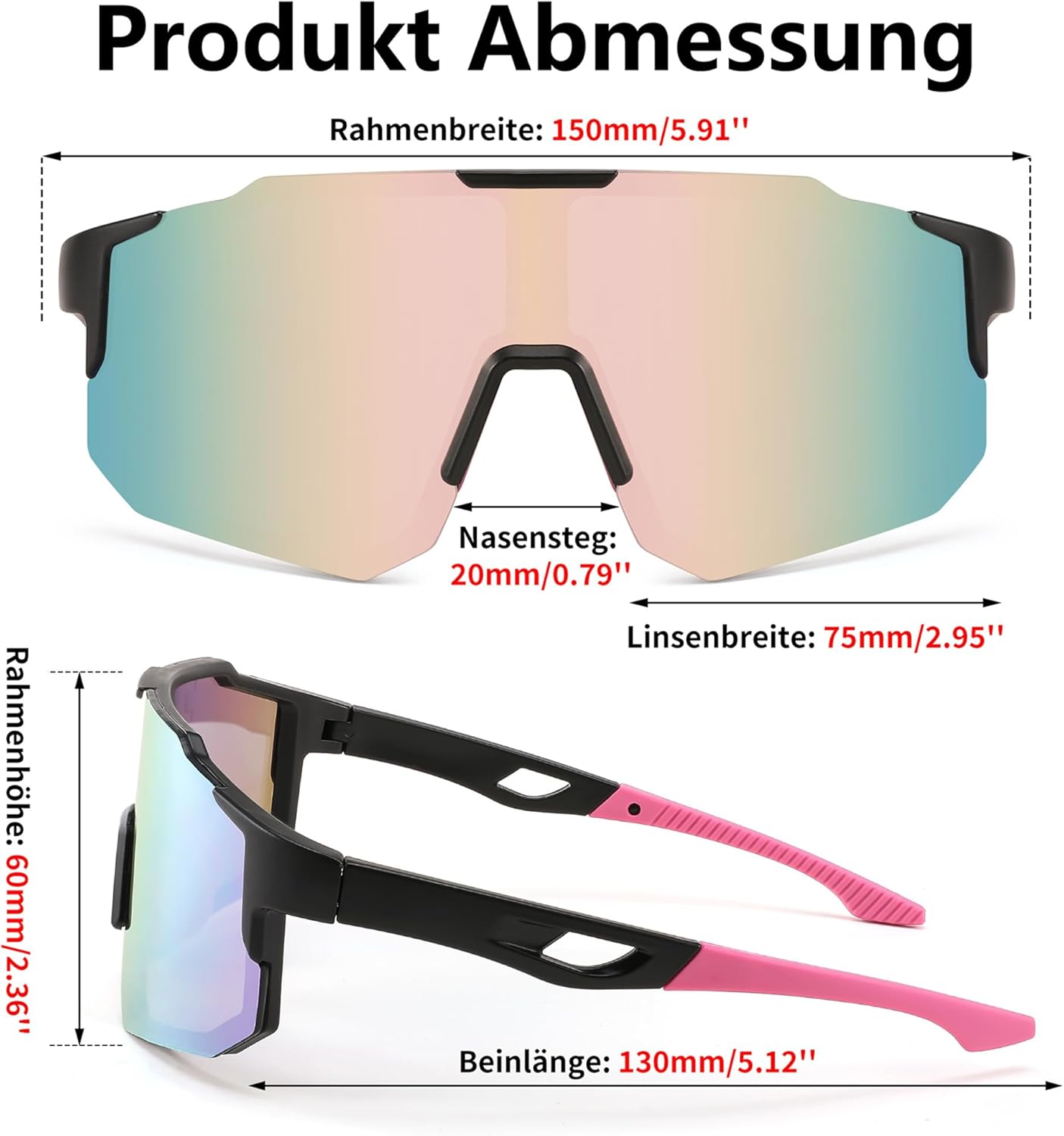 Thumbnail 4 de FEISEDY Sport Sonnenbrille für Fahrrad, MTB & Rennrad – UV400, verspiegelte Gläser (B2388)