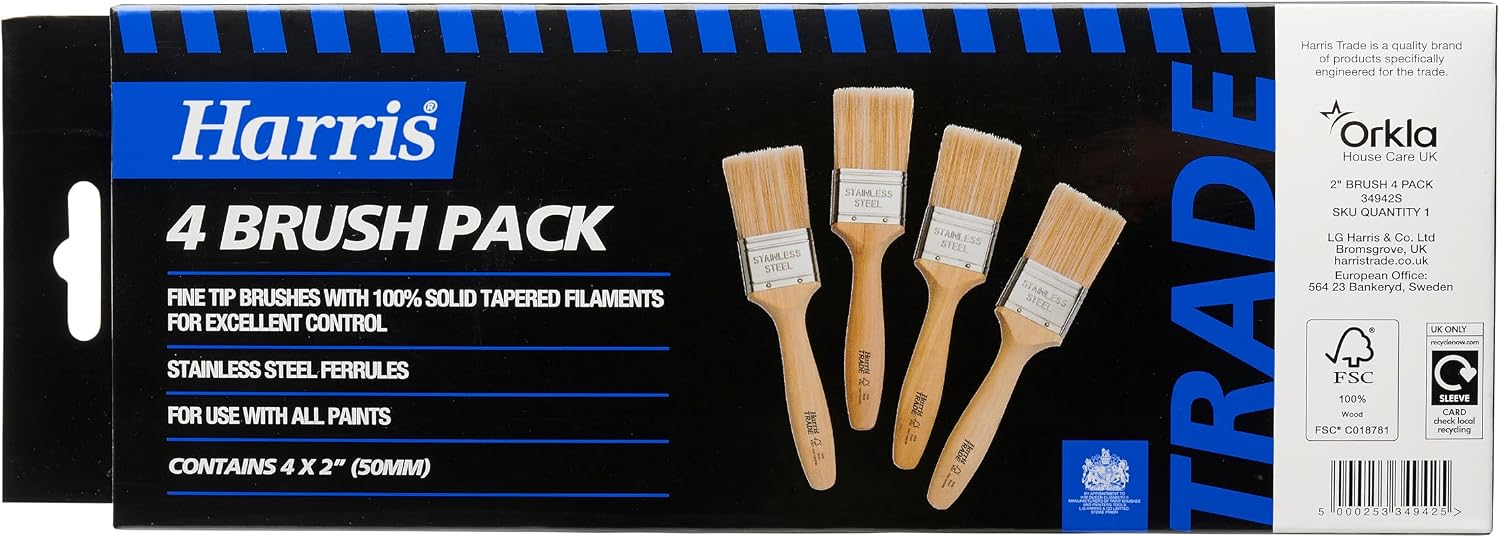 Thumbnail 2 de Harris Trade 4 Brush Pack 2" – fine-tip brushes for controlled, smooth finishing