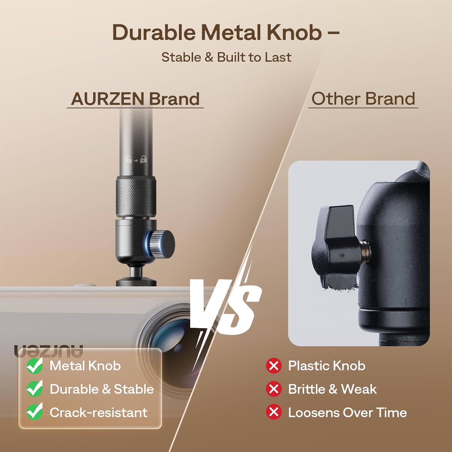 Thumbnail 5 de Aurzen Support de Plafond pour projecteur – Rotatif 360°, inclinable 90°, 9–15