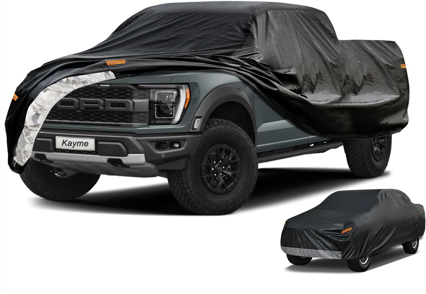 Thumbnail 6 de Kayme 6 Layers Car Cover for Sedans (A2 3XL) – All Weather Waterproof Outdoor Full Cover with Zipper, Aluminum Reflective Layer, and Wind Straps