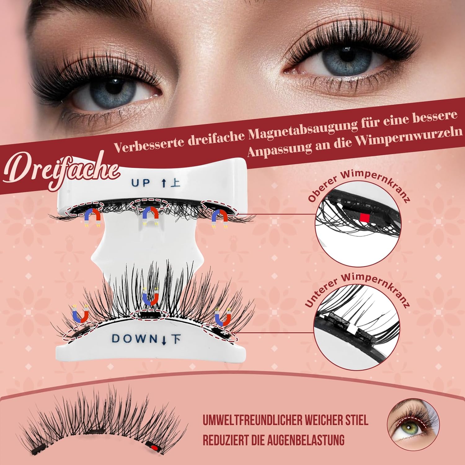 Detalle 2 de Higu clace magnetische Wimpern (magnetisch, ohne Eyeliner/ohne Kleber) mit Applikator – natürlicher Look