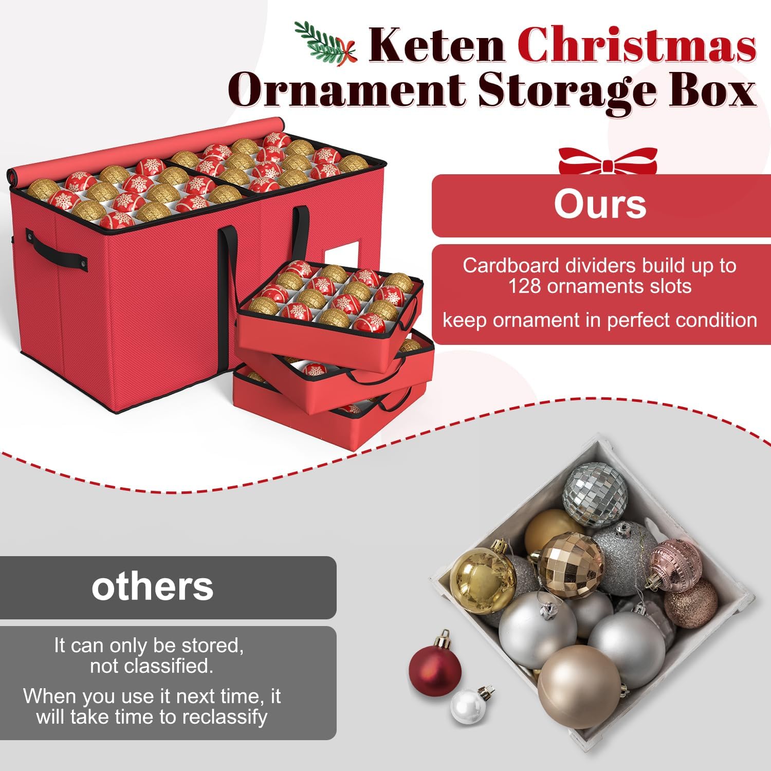 Thumbnail 6 de Keten 3-Inch Ornament Storage Boxes