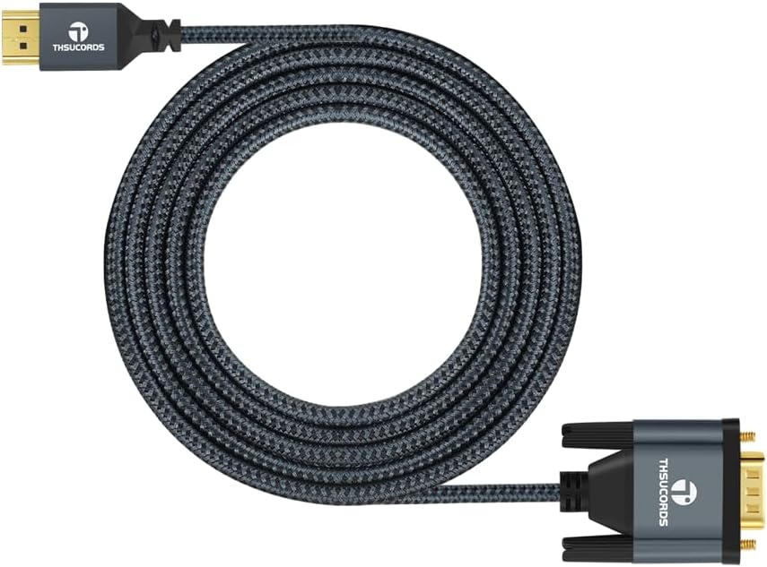 Thumbnail 6 de Thsucords HDMI auf VGA Kabel 1.5M – 2er-Set, vergoldet, GF-Braided, HDMI zu VGA Adapterkabel (Stecker auf Stecker) für PC, Laptop, Monitor, Projektor