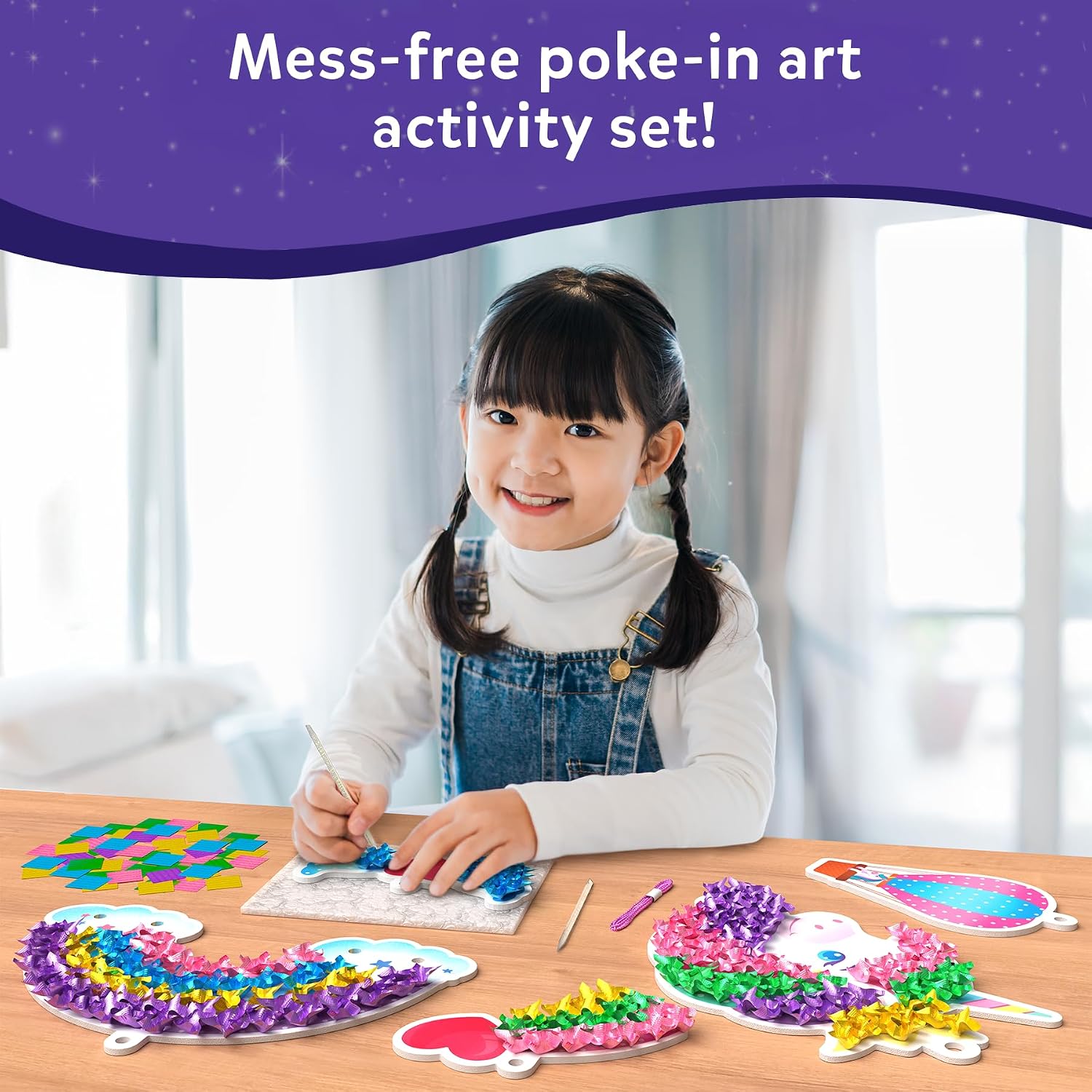 Detalle de Skillmatics Poke-in Art Magical Unicorn Dream Decor DIY sewing craft kit (mess-free) for ages 4–9