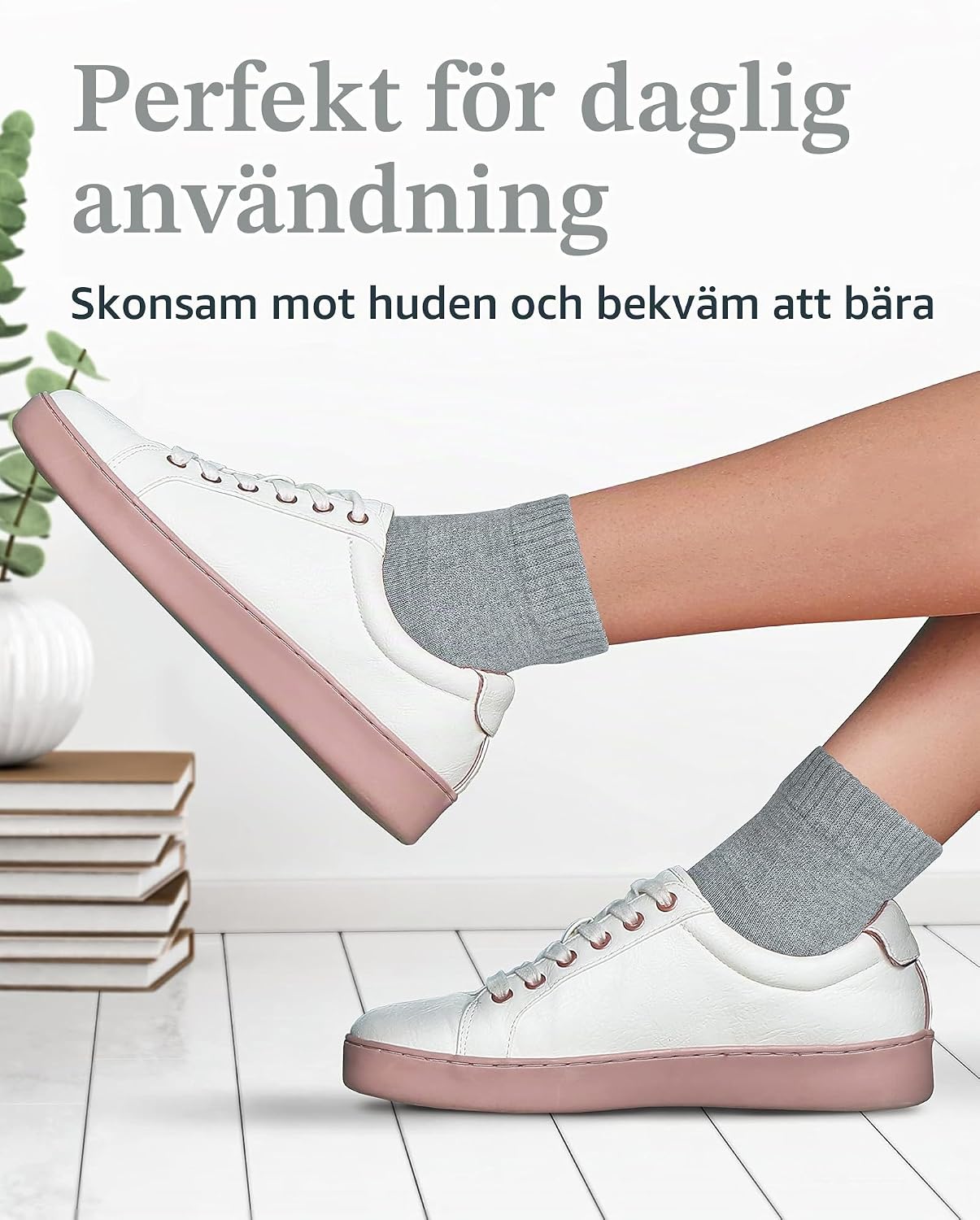 Detalle 2 de Fiera Besa diabetikerstrumpor för dam, 4 par i bambuviskos, sömlösa 39–42
