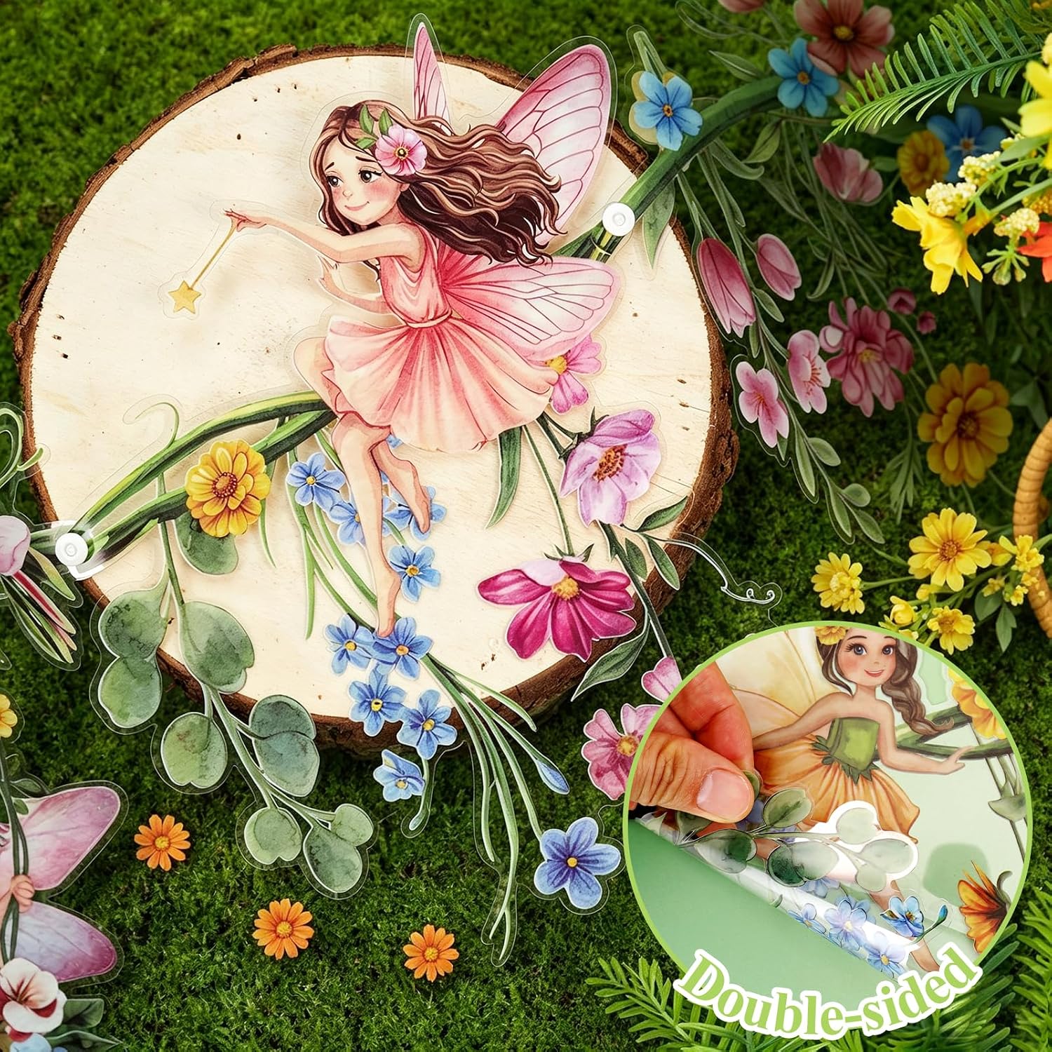 Detalle de SUNBEAUTY 2er Set PET Blumen Girlande Wildblumen – Wiederverwendbare Deko für Babyzimmer und Gartenparty