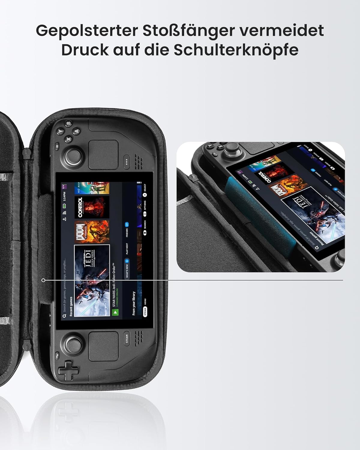 Thumbnail 5 de tomtoc Slim Tasche für Steam Deck (LCD / OLED) – ultradünne Hartschalen-Schutzhülle, grau