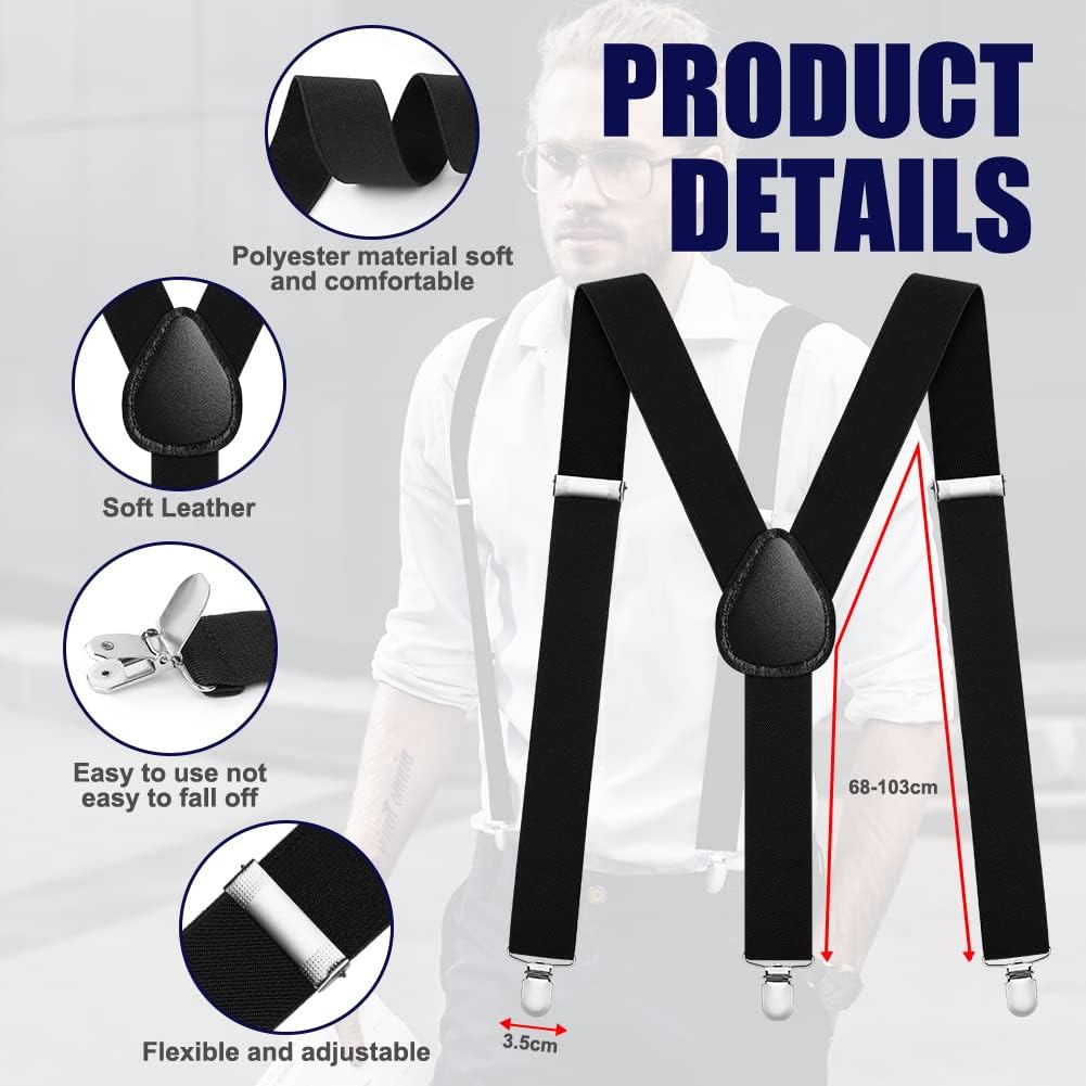 Detalle 2 de Aomig C2-QX-3J221210-FBA herenbretels, Y-vorm met drie metalen clips