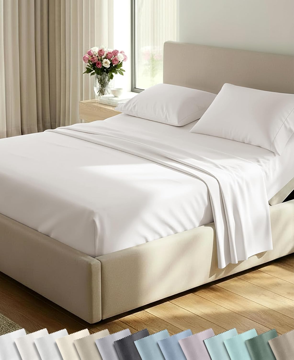 Detalle de California Design Den 840307193568 Split King Sheets, 600 Thread Count Cotton Sateen