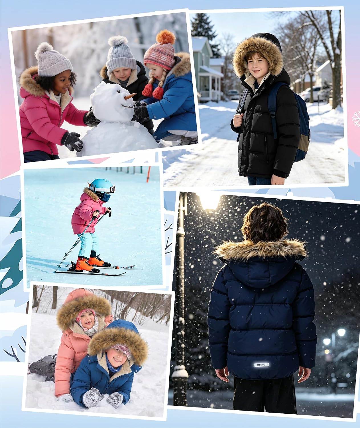 Detalle de GEEK LIGHTING Kids' Puffer Jacket with Sherpa Lining