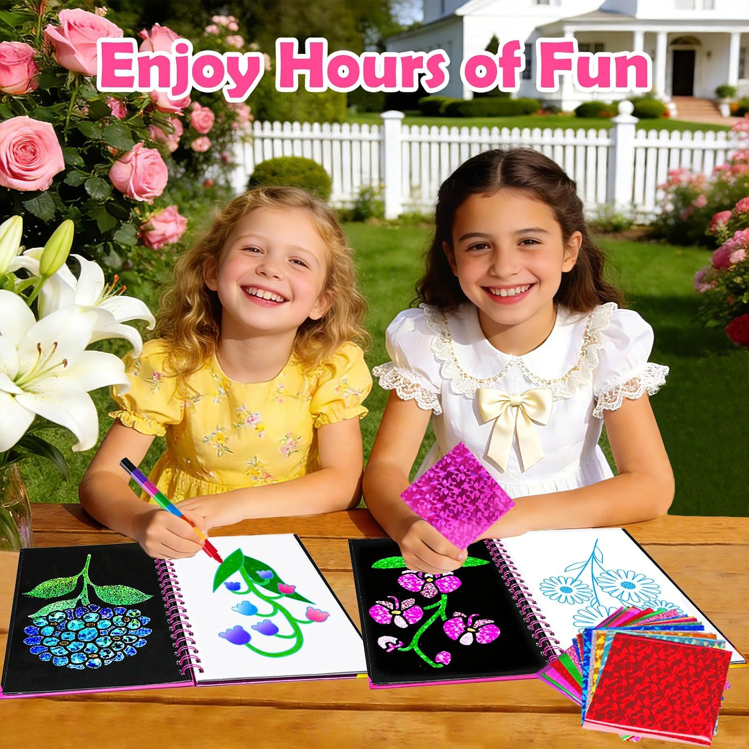 Detalle de LIKYMO Foil Art for Kids – Foil Craft Book Kit for Creative Play (Flowers)