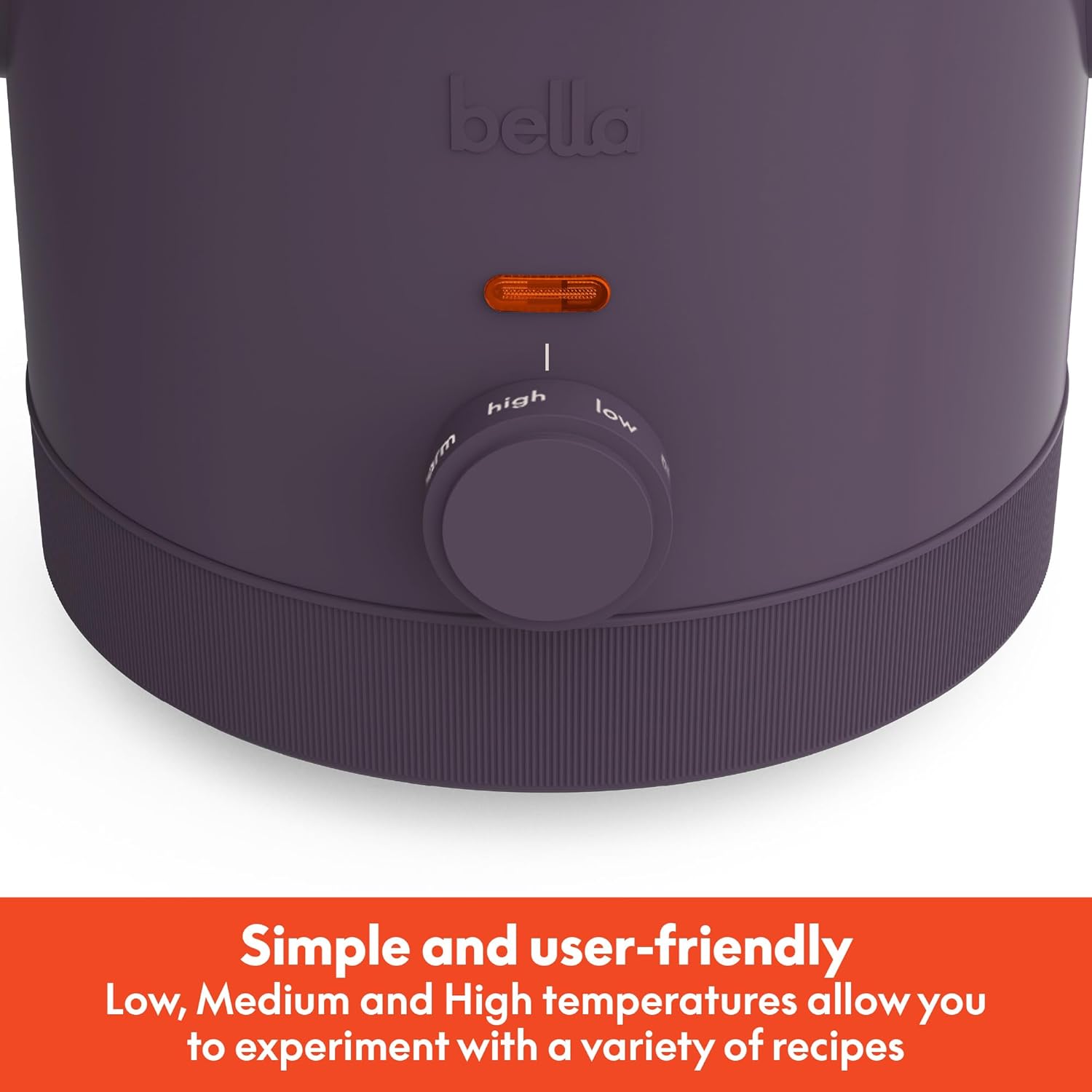 Detalle de bella 1.5 Qt Slow Cooker with 3 Heat Manual Control (Ceramic Nonstick) — Plum