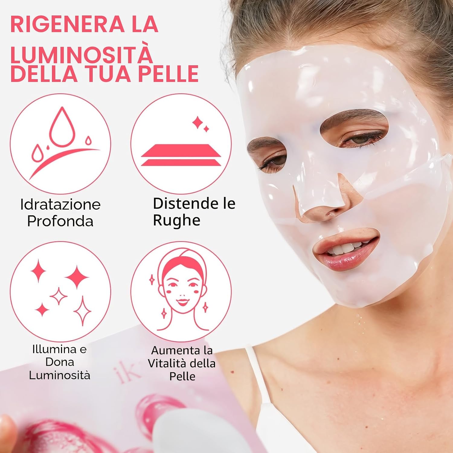Detalle de Masque al Collagène con Curcuma e Niacinamide – Idratante, Illuminante e Anti-age (6 pezzi)