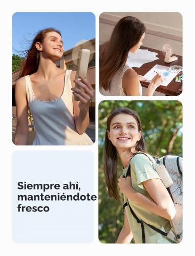 Detalle de Aecooly Ventilador de Mano Portátil Slim: 3 velocidades y 24 h de autonomía