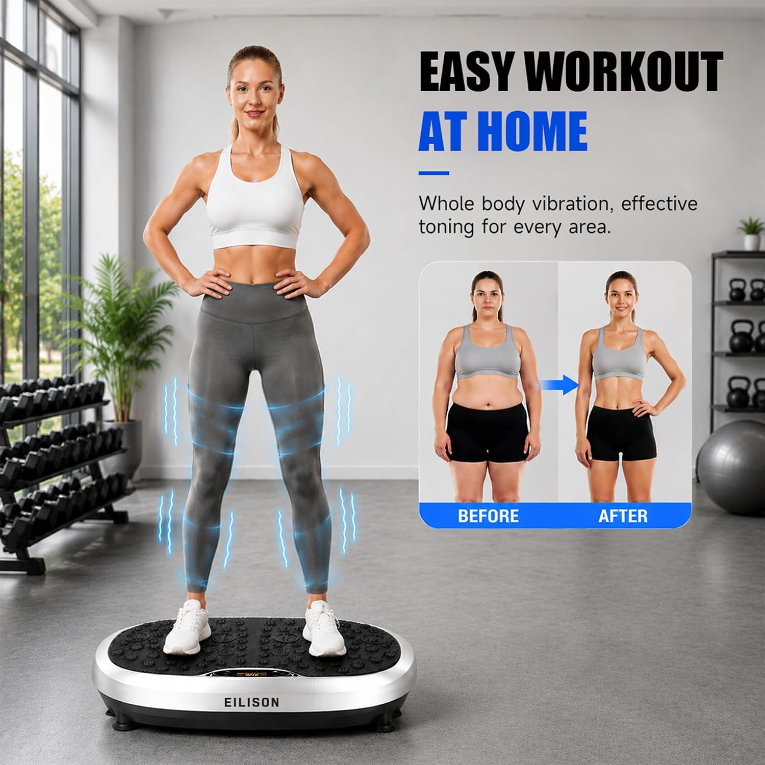 Detalle de EILISON FITABS 3D Vibration Plate Exercise Machine with Seat (Acupressure/3D Vibration Platform)