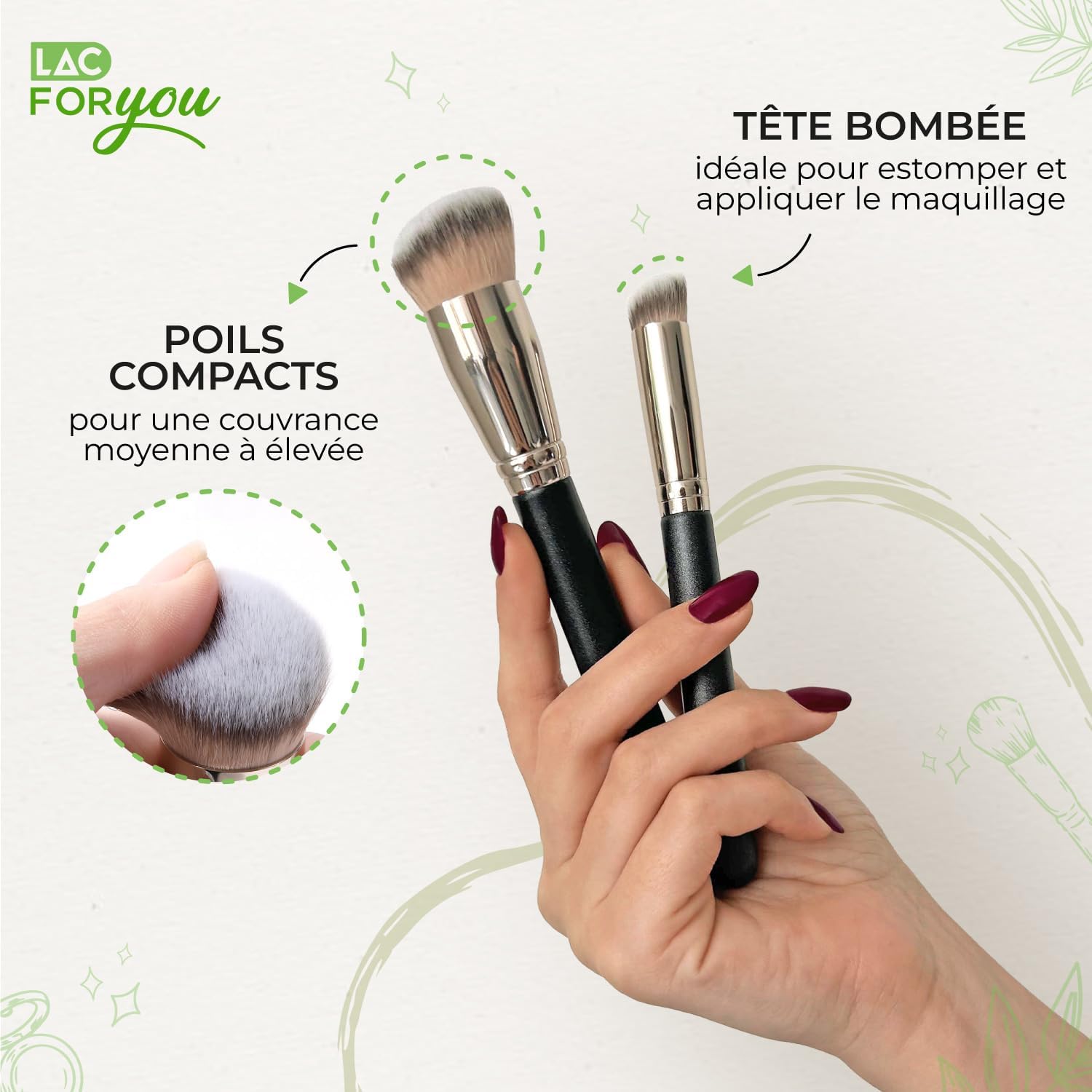 Thumbnail 2 de Set LAC FOR YOU – 2 pinceaux maquillage: pinceau fond de teint oblique et pinceau anti-cernes