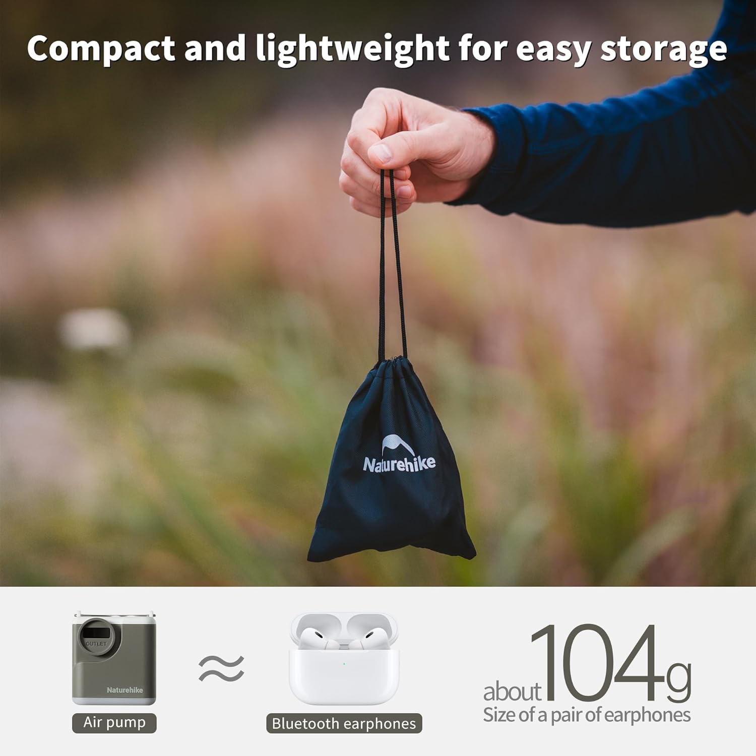Thumbnail 6 de Naturehike Wind-Mini Pompa ad Aria USB-C Ricaricabile 1600 mAh – Portatile Elettrica per Campeggio con Luce e 6 Ugelli