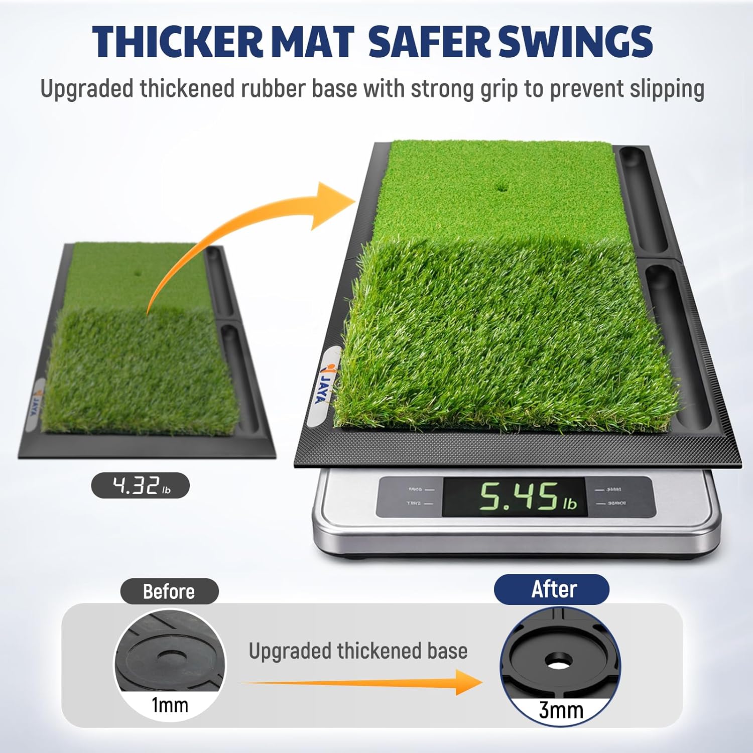 Thumbnail 1 de JAYA Golf Hitting Mat with Ball Tray – Dual-Turf Practice Surface with Heavy Rubber Base