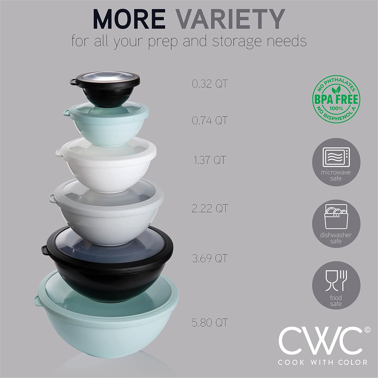 Thumbnail 3 de COOK WITH COLOR 12-Piece Nesting Mixing Bowls set 🥣