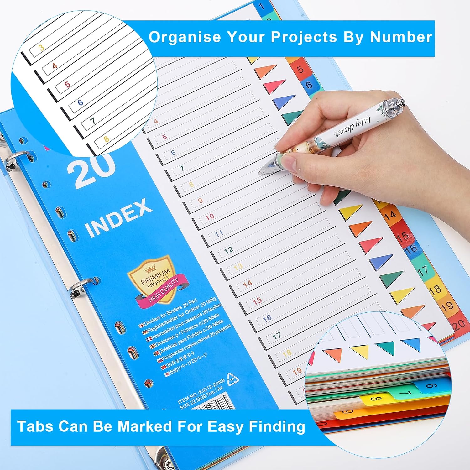 Detalle 2 de File Dividers A4 3 Pack 20 Part