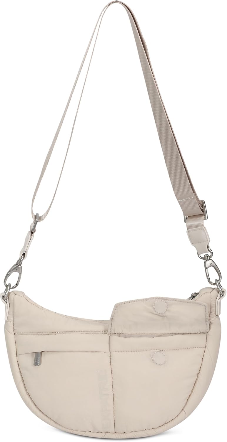 Detalle de Expatrié Vivy borsa mezzaluna a tracolla regolabile da donna (impermeabile, soft crossbody)