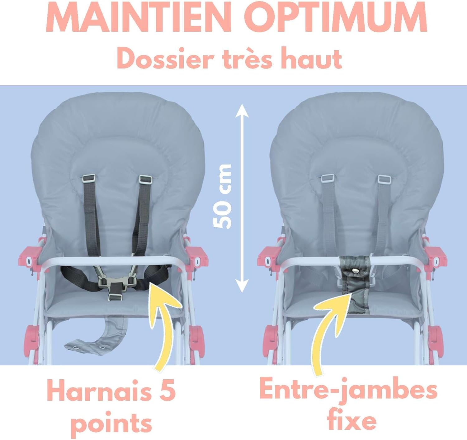 Detalle 2 de Bambisol Chaise Haute Bébé Pliable Fixe – Ultra Compacte, légère et pratique