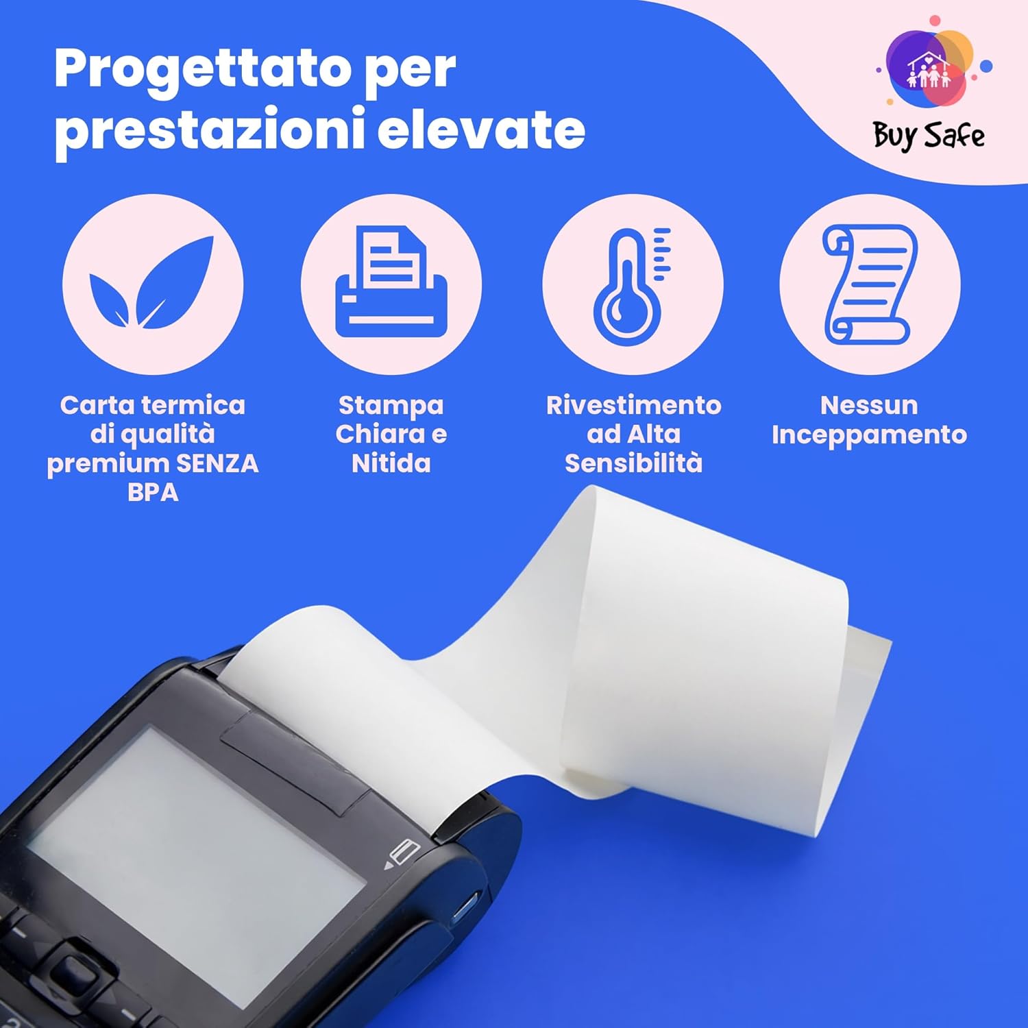 Thumbnail 4 de BUY SAFE 20 rotoli POS universali in carta termica 57 mm x 20 metri, BPA free (made in Italy)